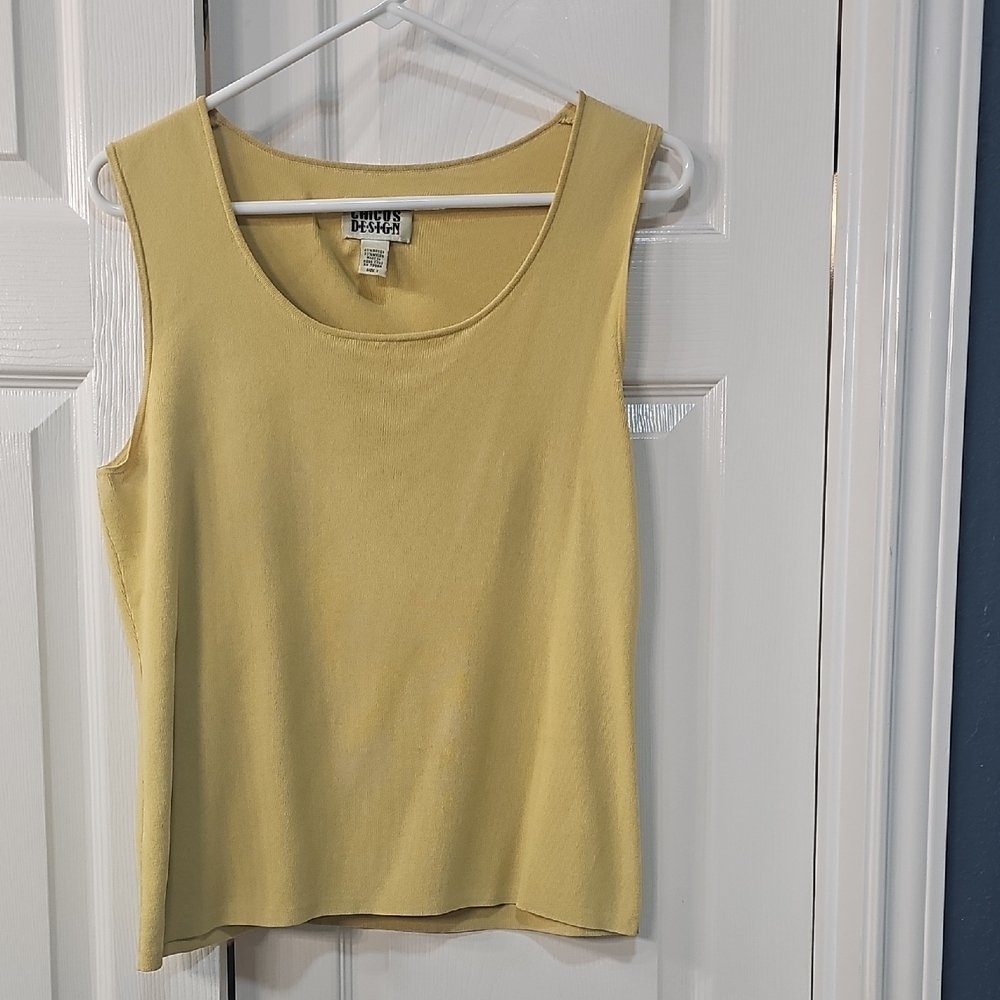 Vintage Chicos 2 Piece Suede Tank and Button-Up Blouse Size 2 Yellow - Picture 7 of 13
